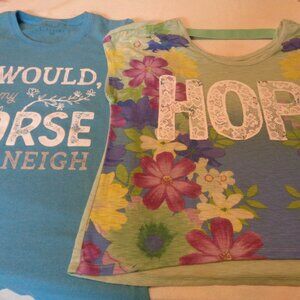 HOPE BLING LACE TEE PLUS HORSE NEIGH TEE LOT 18 & M